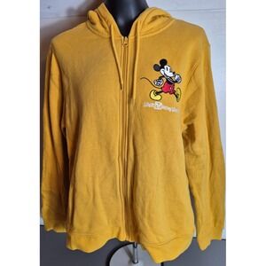 Walt Disney World Classic Mickey Mouse Hoodie Womens XL Golden Yellow Full-Zip